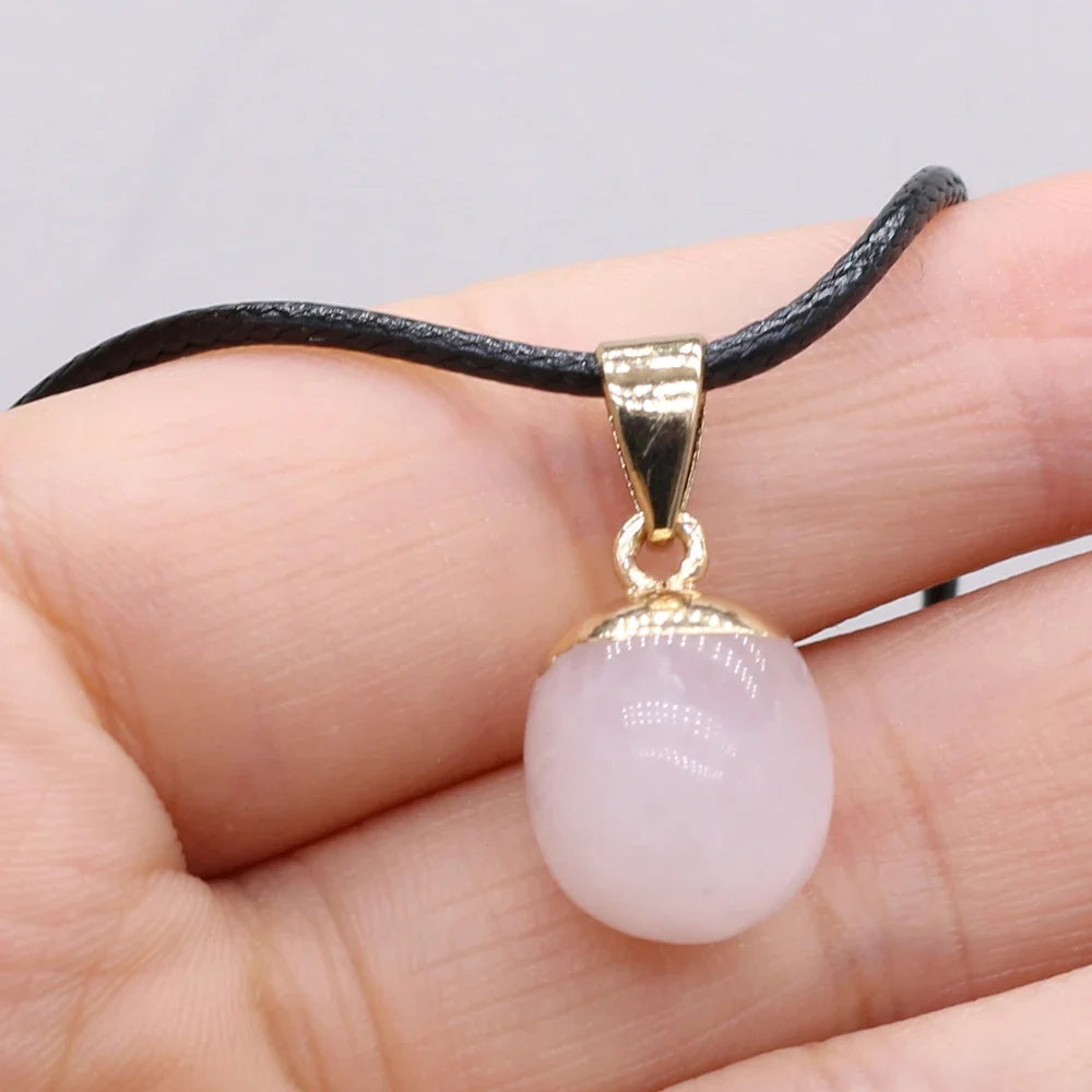 Collier Pendentif Pierre Naturelle Forme Haricot 40cm - Bijou Organique