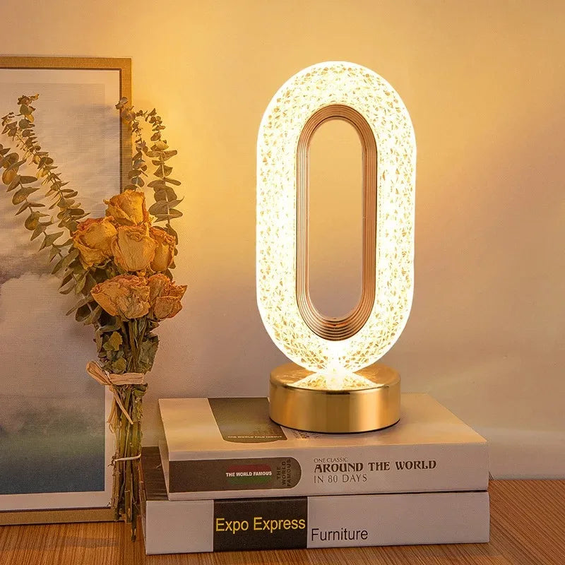 Lampe Chevet Tactile 3D LED Rechargeable USB Cristal