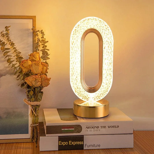 Lampe Chevet Tactile 3D LED Rechargeable USB Cristal