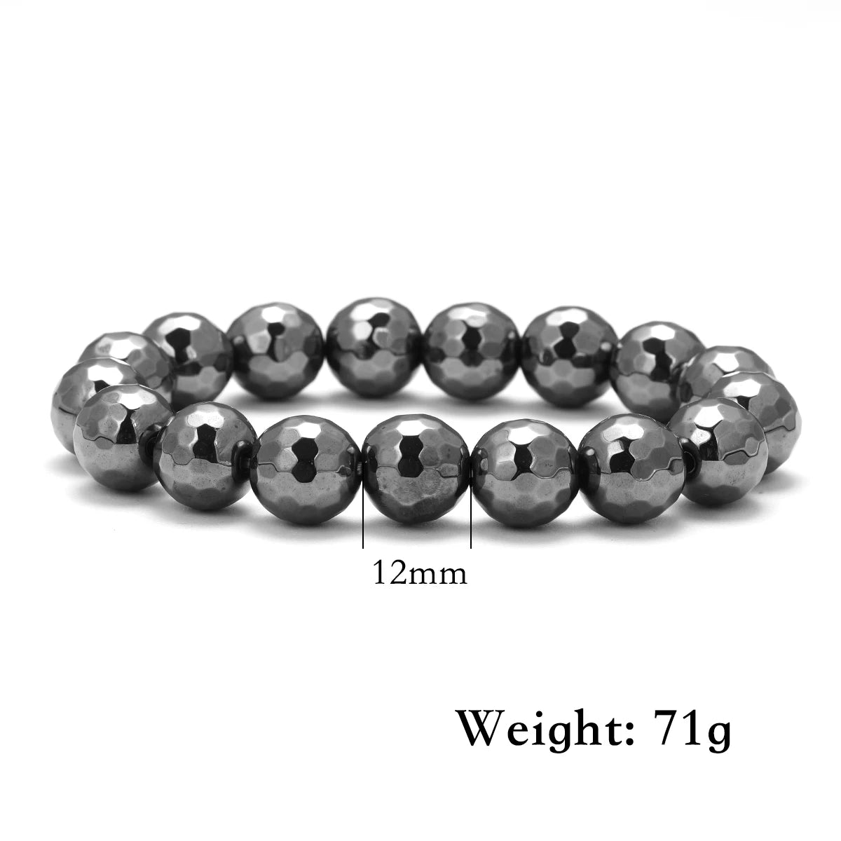 Bracelet Hématite Homme 18-19cm - Pierre Naturelle Magnétique