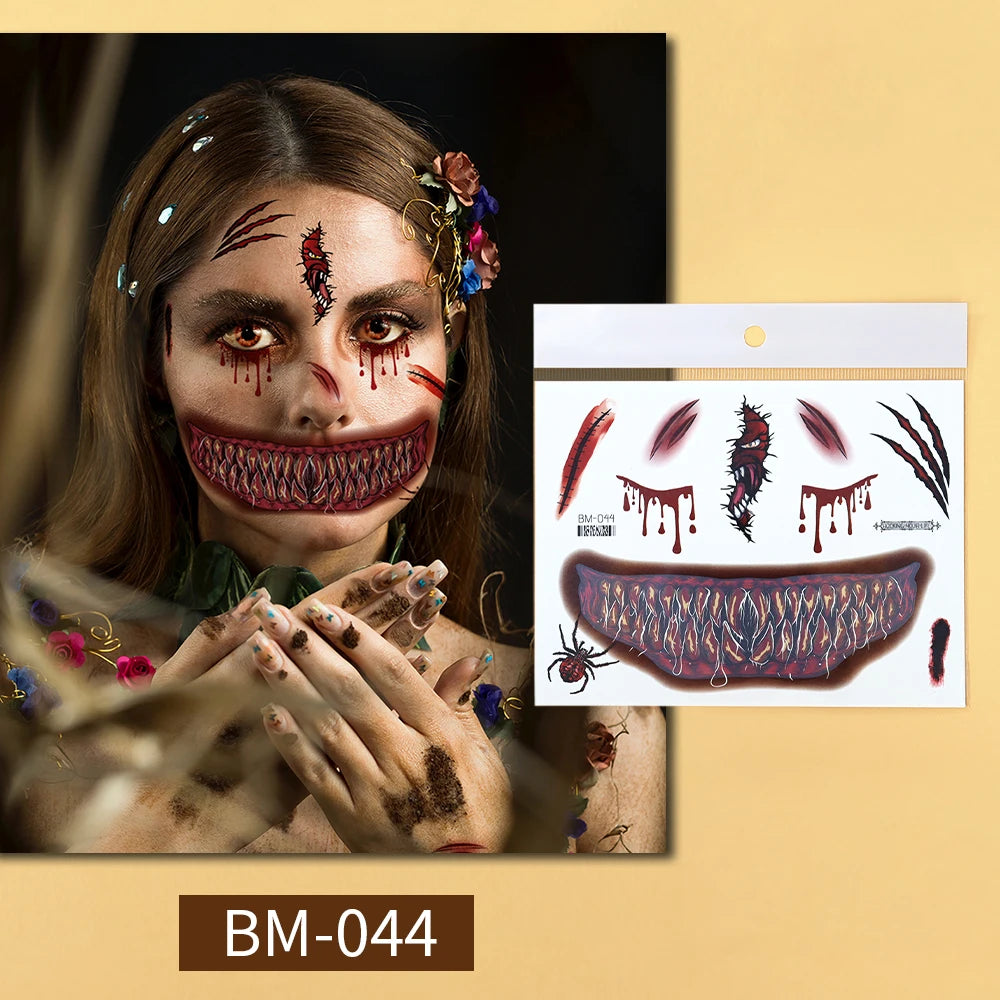 Faux Tatouages Cicatrices Halloween - Autocollants Temporaires Réalistes