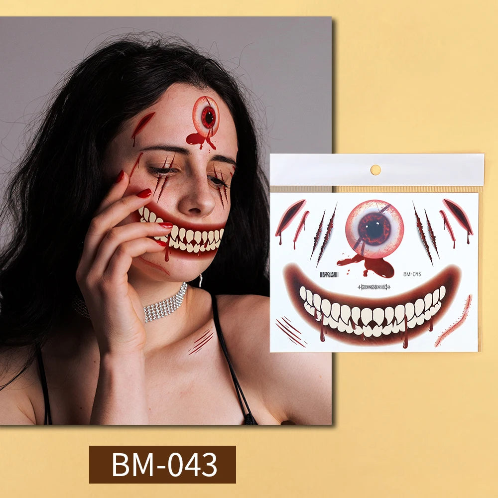 Faux Tatouages Cicatrices Halloween - Autocollants Temporaires Réalistes