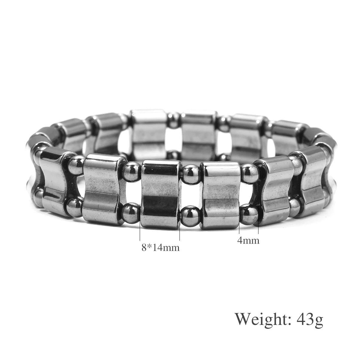 Bracelet Hématite Homme 18-19cm - Pierre Naturelle Magnétique