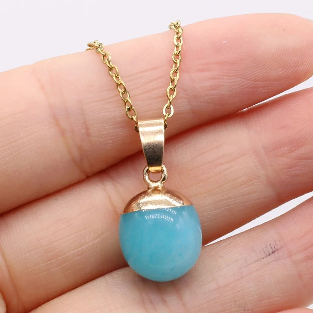 Collier Pendentif Pierre Naturelle Forme Haricot 40cm - Bijou Organique