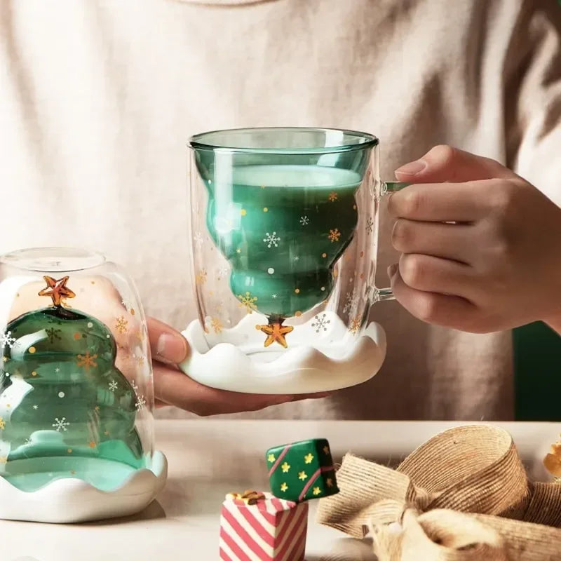 Tasse Verre Double Paroi Sapin Noël - Votre Cocon Magique Festif