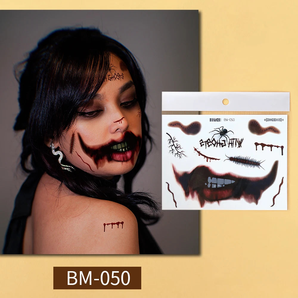 Faux Tatouages Cicatrices Halloween - Autocollants Temporaires Réalistes