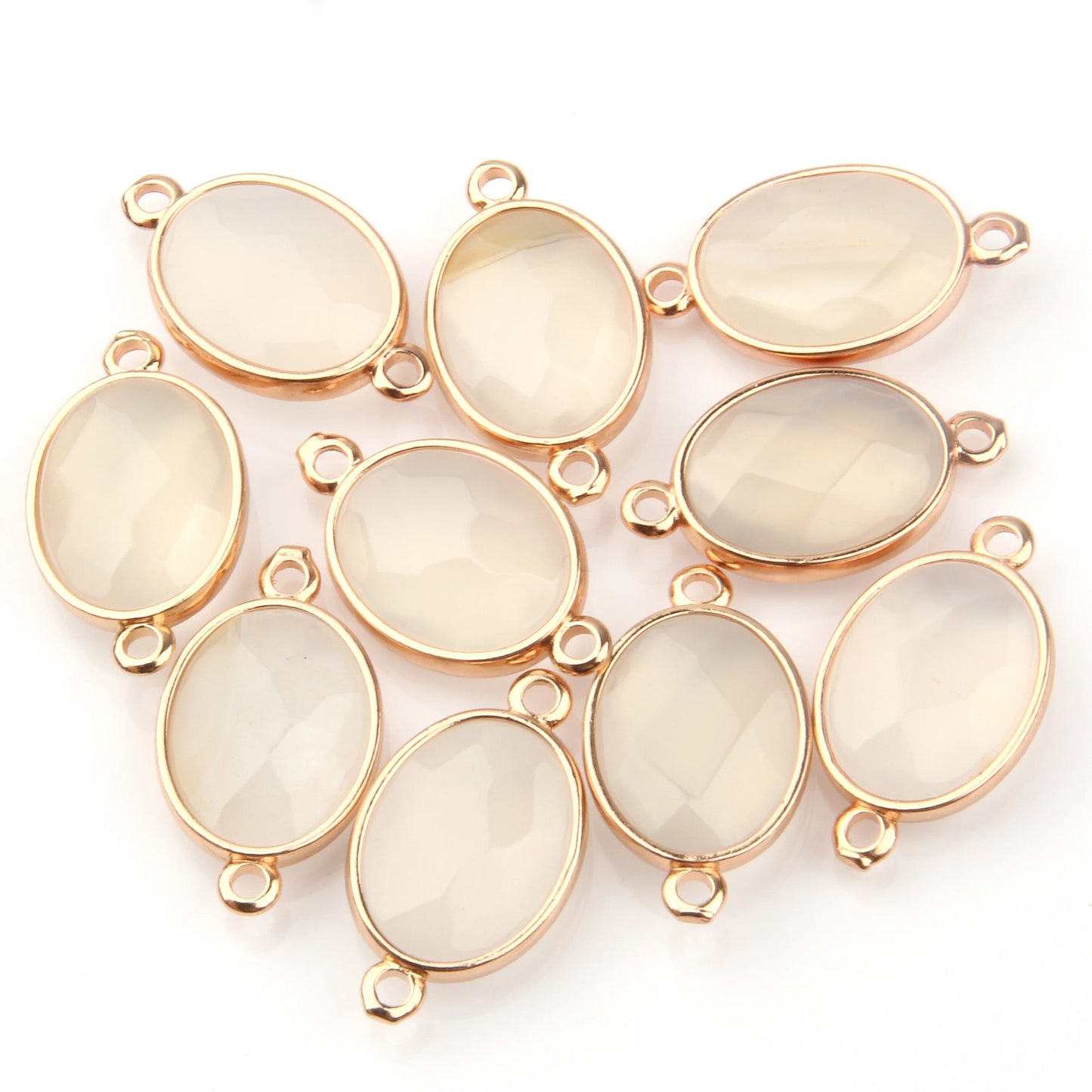 Breloque Ovale Pierre Naturelle 25x14mm - Connecteur DIY Bijoux