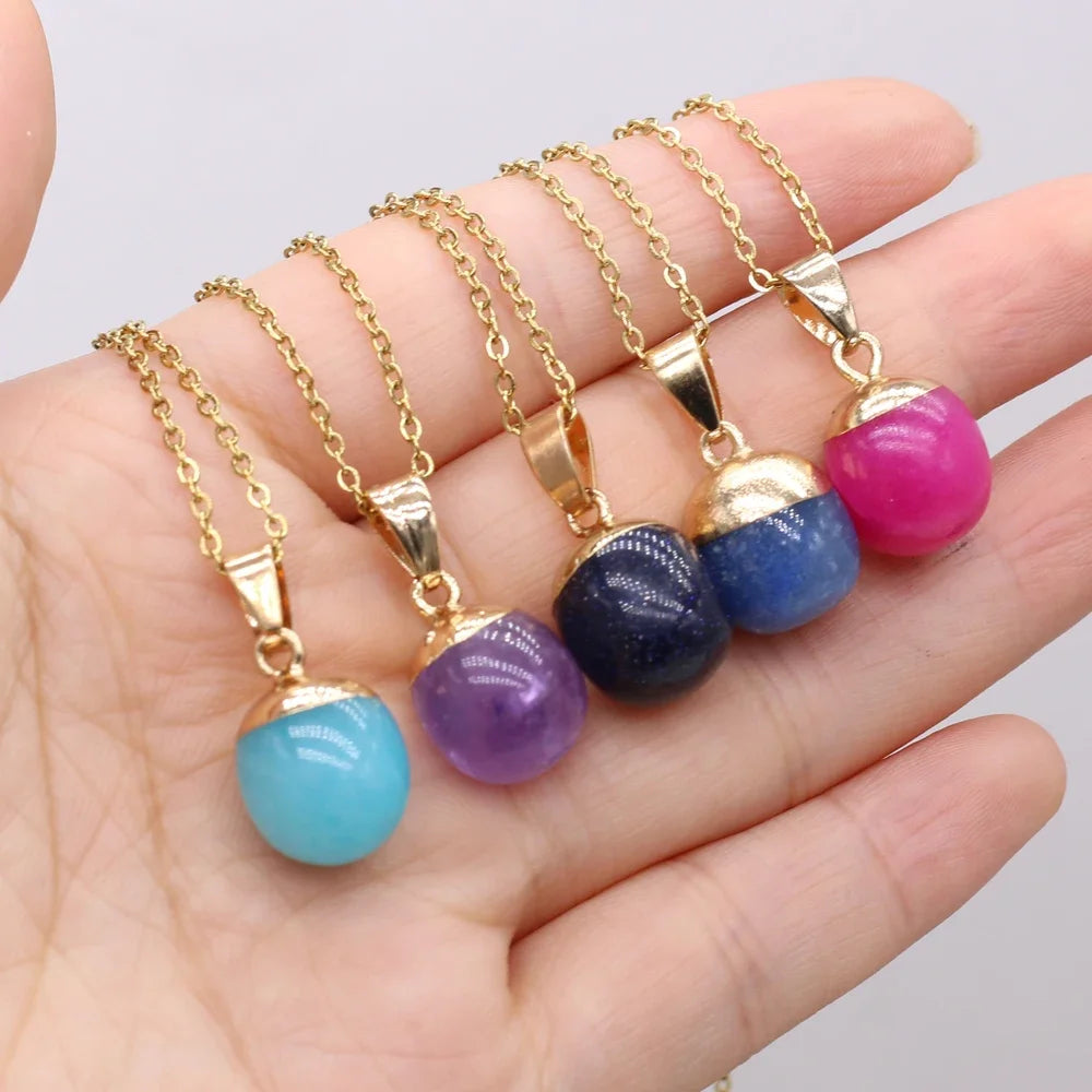 Collier Pendentif Pierre Naturelle Forme Haricot 40cm - Bijou Organique