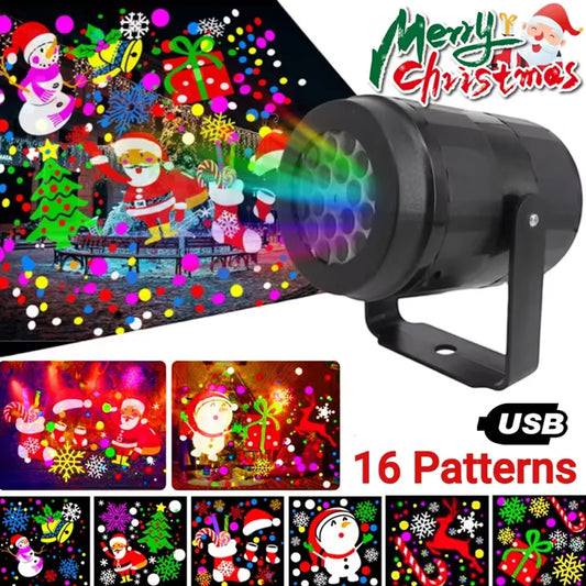 Projecteur LED Noël 16 Motifs - Lampe Projection Fête