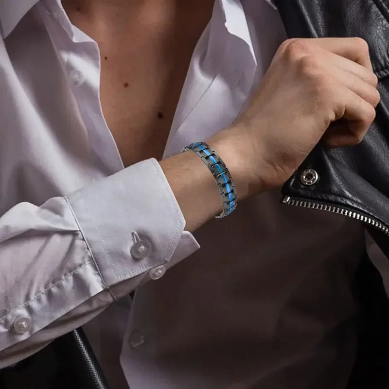 Bracelet Magnétique Titane Acier - Votre Armure Thérapeutique Masculine
