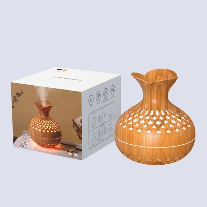 Humidificateur Ultrasonique Effet Bois - Votre Sanctuaire Naturel d'Aromathérapie