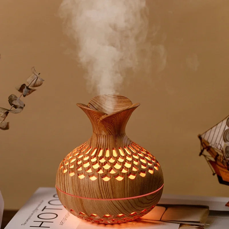 Humidificateur Ultrasonique Effet Bois - Votre Sanctuaire Naturel d'Aromathérapie