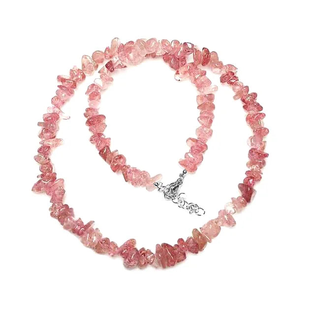 Tour de Cou Pierre Naturelle Femme 40cm - Bijou Bohème Quartz Rose