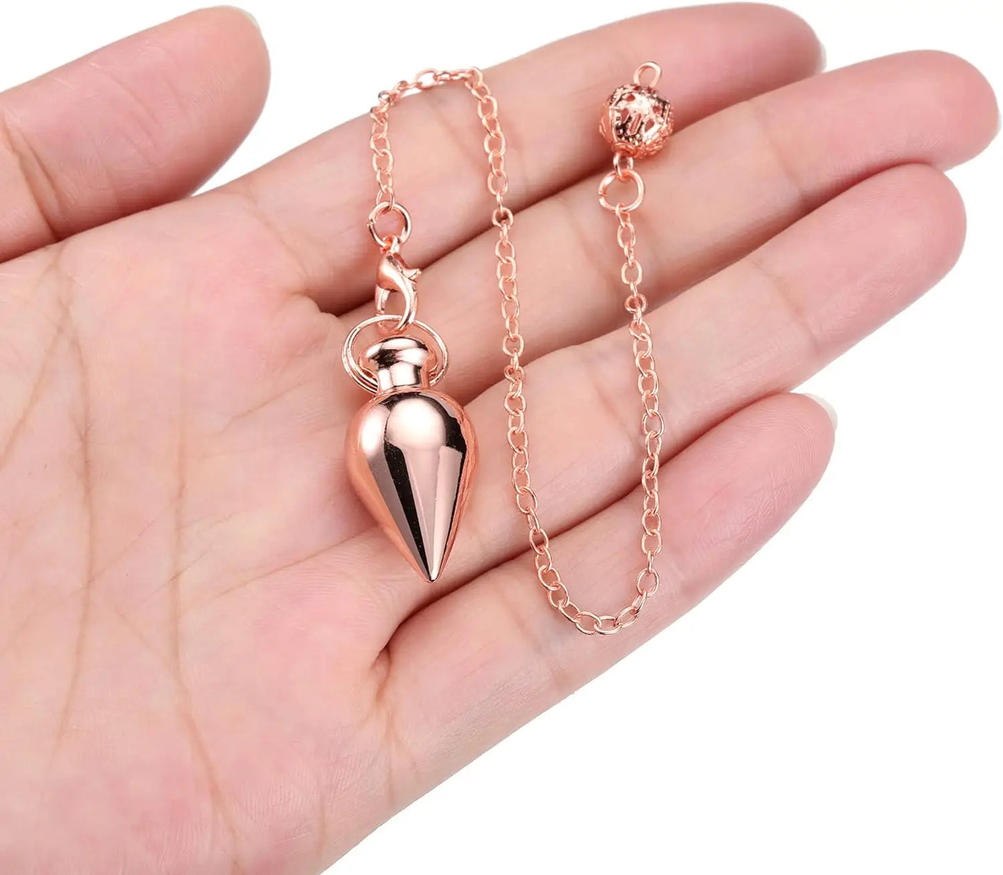 Pendule de radiesthésie en cuivre doré – Outil spirituel pour divination, Reiki et méditation énergétique