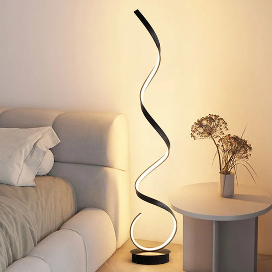 Lampadaire LED Spirale Aluminium - Éclairage Moderne Salon