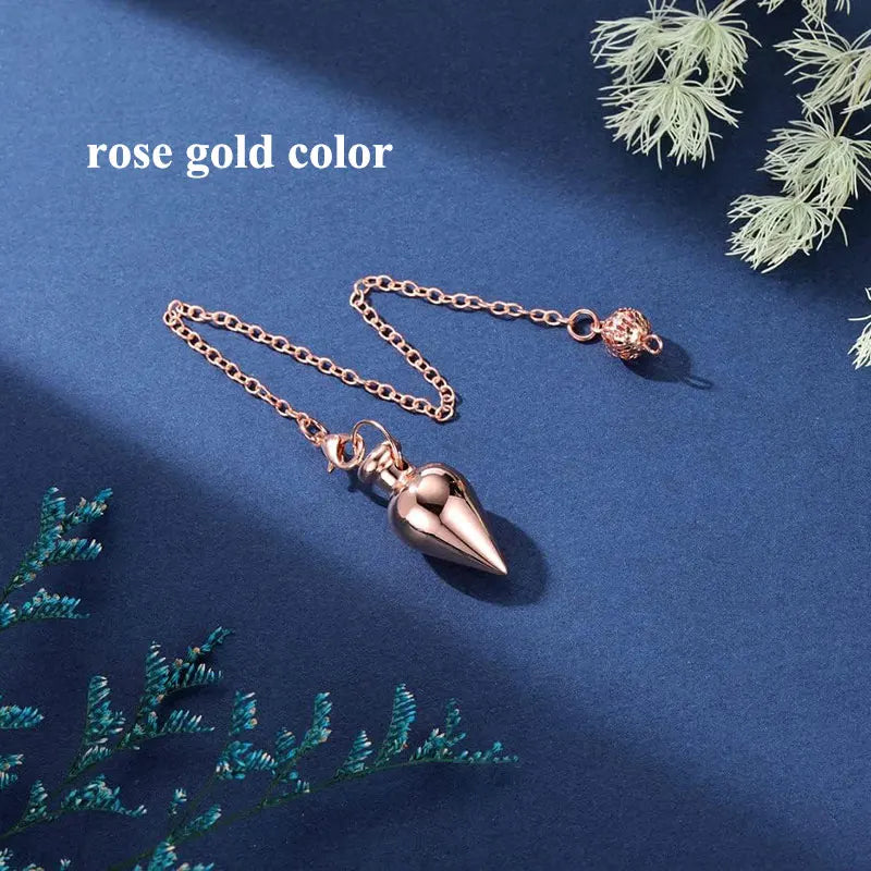 Pendule de radiesthésie en cuivre doré – Outil spirituel pour divination, Reiki et méditation énergétique