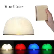 Livre Lumineux 3D LED RGB – Bois naturel, pliable, 5 couleurs, rechargeable USB
