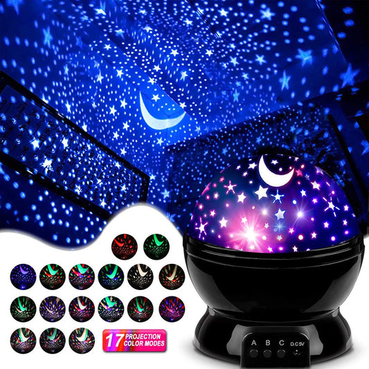 Projecteur Étoiles Enfants - Veilleuse Rotative Lune