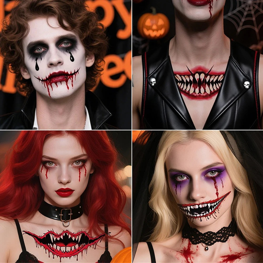 Faux Tatouages 3D Halloween - Autocollants Temporaires Effrayants