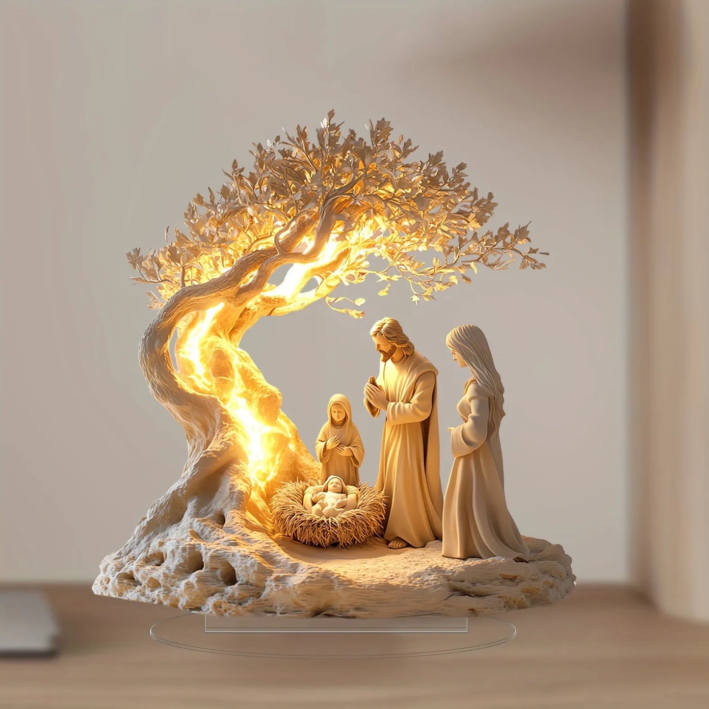 Statue Jésus Arbre de Vie Sécurisée - Décoration Bureau Familiale