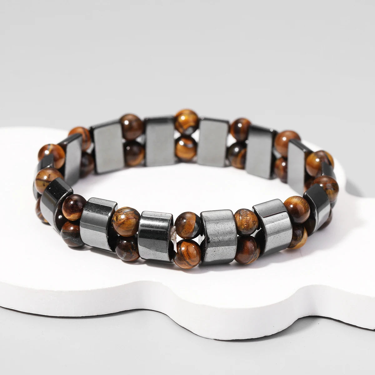Bracelet Hématite Homme 18-19cm - Pierre Naturelle Magnétique