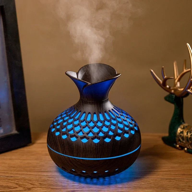 Humidificateur Ultrasonique Effet Bois - Votre Sanctuaire Naturel d'Aromathérapie