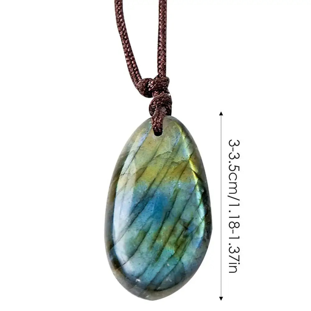 Collier Pendentif Labradorite Naturelle 30mm - Bijou Lithothérapie