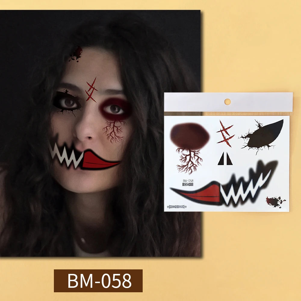 Faux Tatouages Cicatrices Halloween - Autocollants Temporaires Réalistes