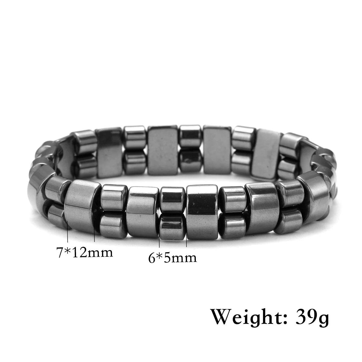 Bracelet Hématite Homme 18-19cm - Pierre Naturelle Magnétique