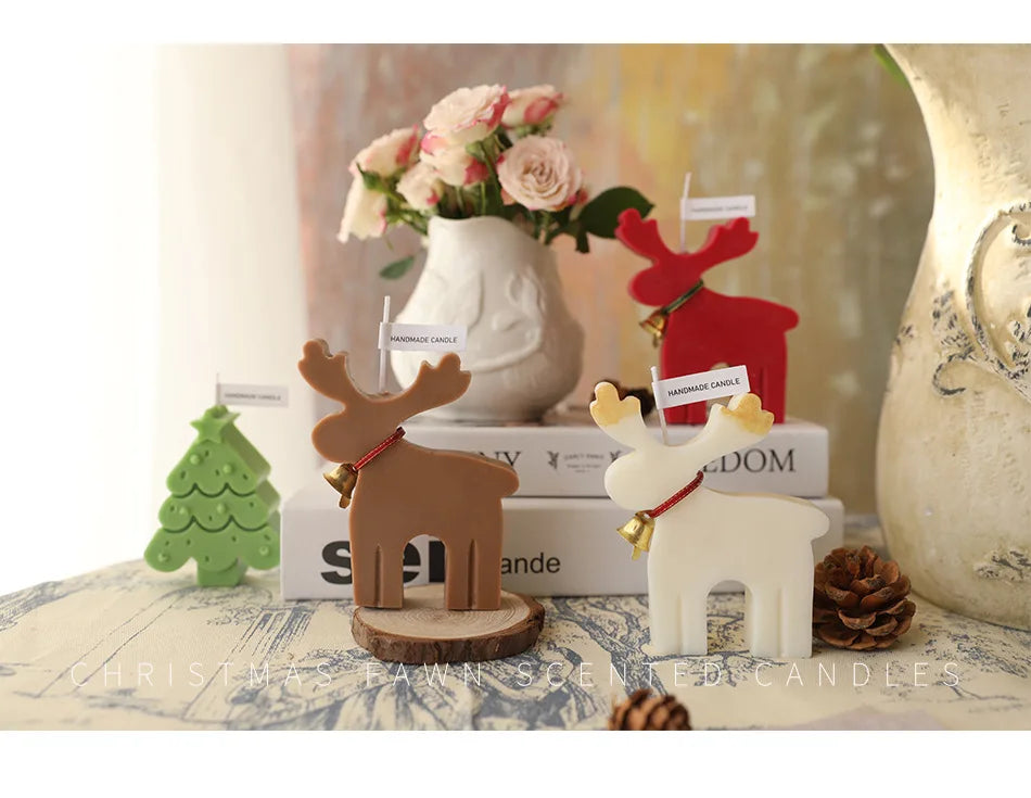 Bougie Cerf Noël Parfumée - Décoration Festive Aromathérapie