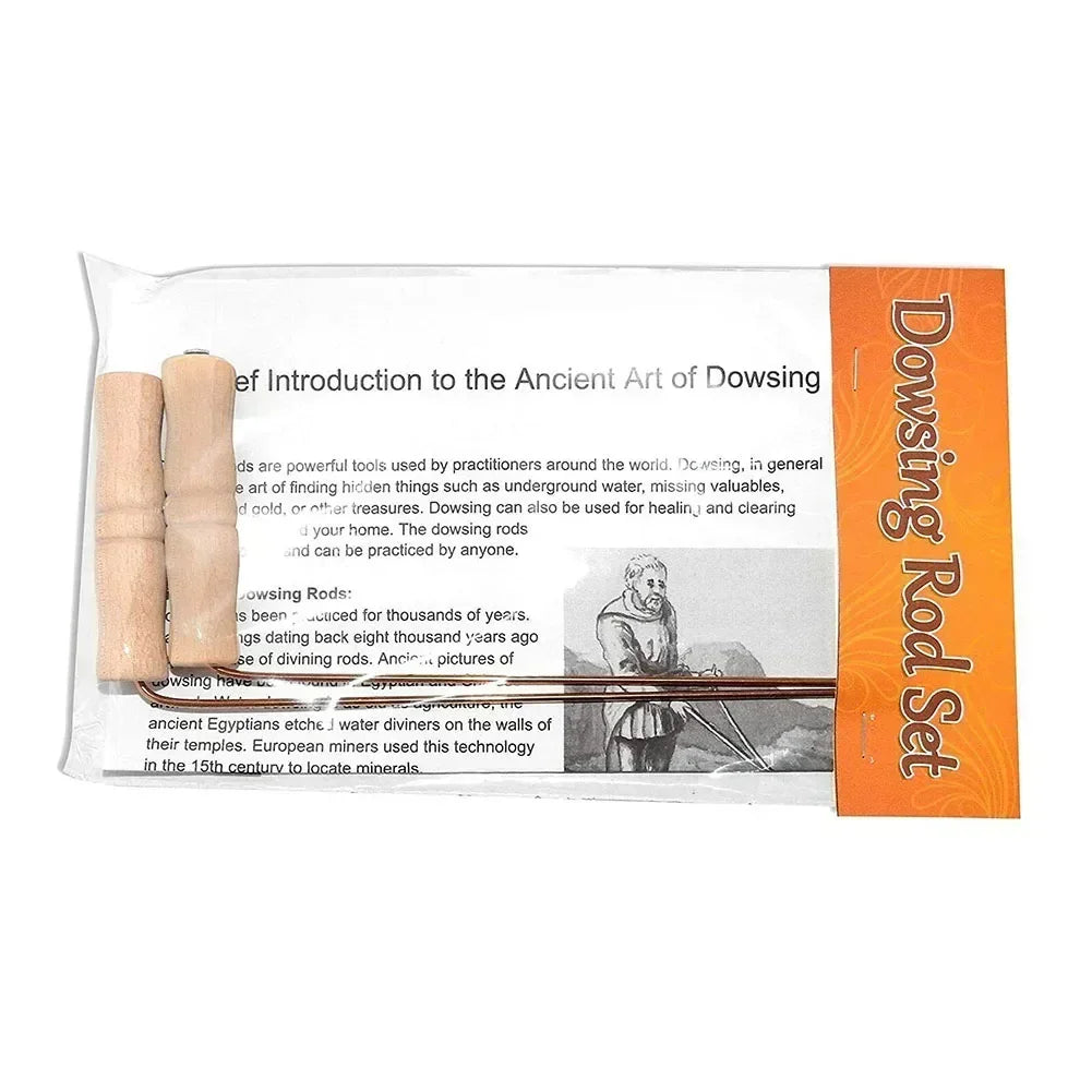 Sondes en cuivre pur 99.9% – Outil rabdomante 2 pièces avec foy en bois pour baguette de sourcier