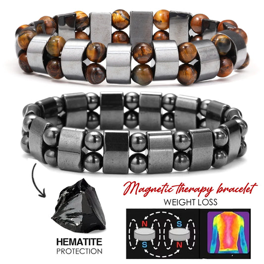 Bracelet Hématite Homme 18-19cm - Pierre Naturelle Magnétique