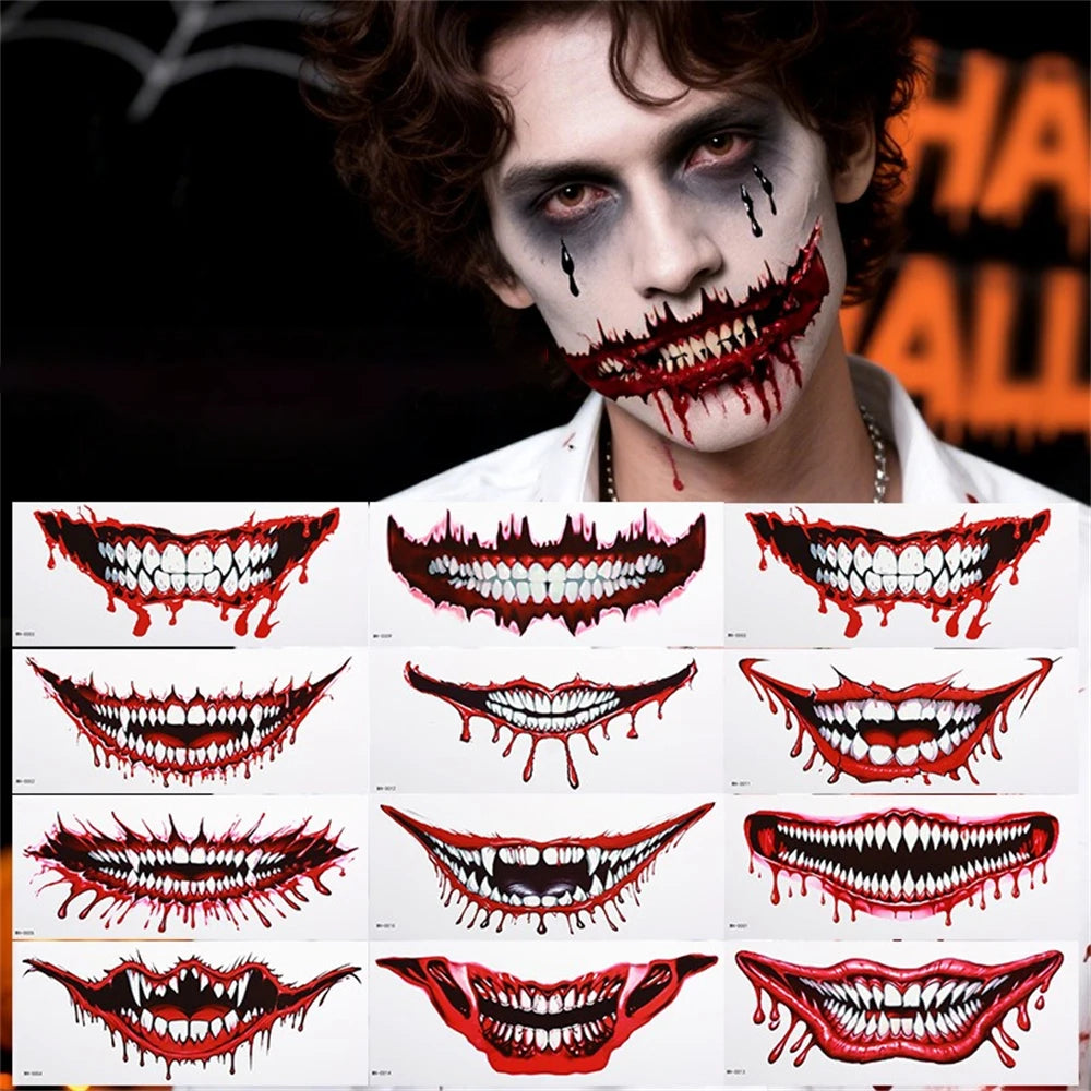 Faux Tatouages 3D Halloween - Autocollants Temporaires Effrayants
