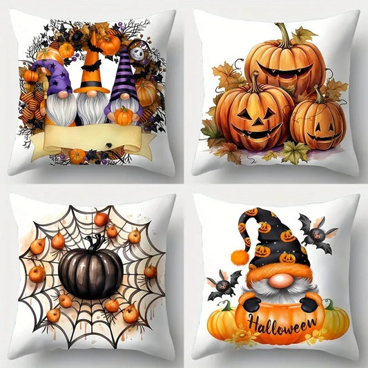 Taies Oreiller Halloween Sécurisées - Gnomes Citrouilles Décor Familial