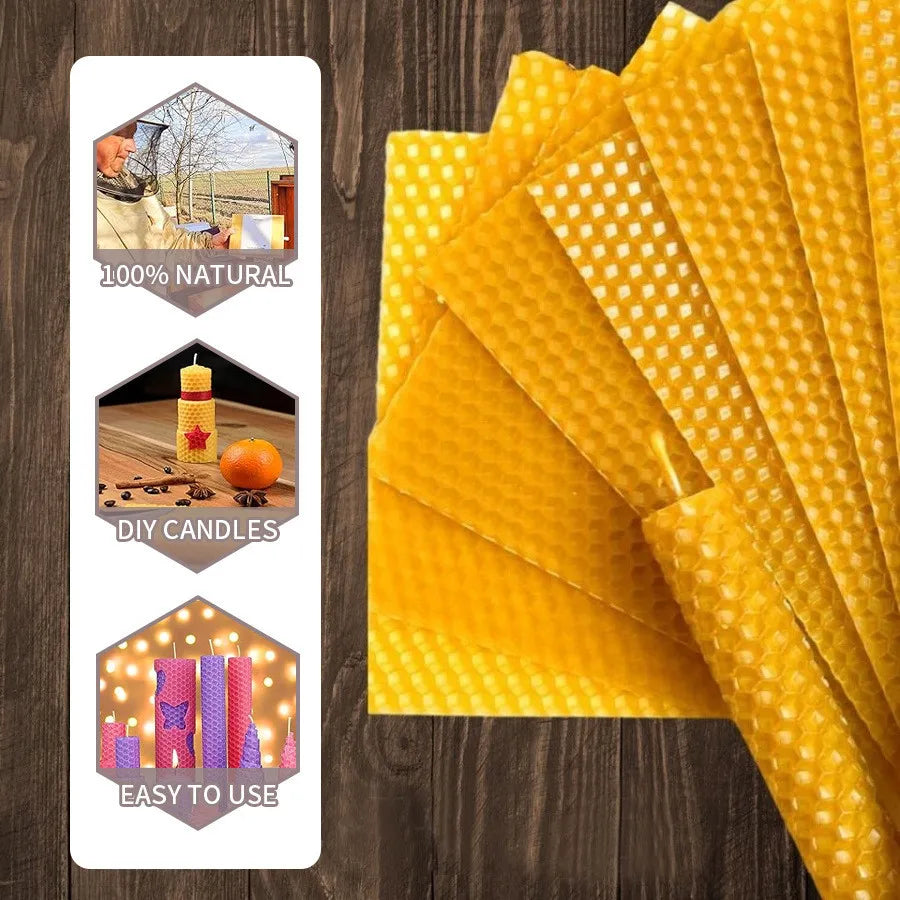 Bougies Cire d'Abeille Naturelle x10 - Artisanales Sans Parfum