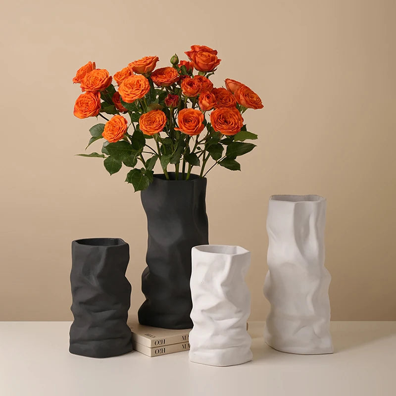Vase Froissé Céramique - Votre Sculpture Moderne Enchantée