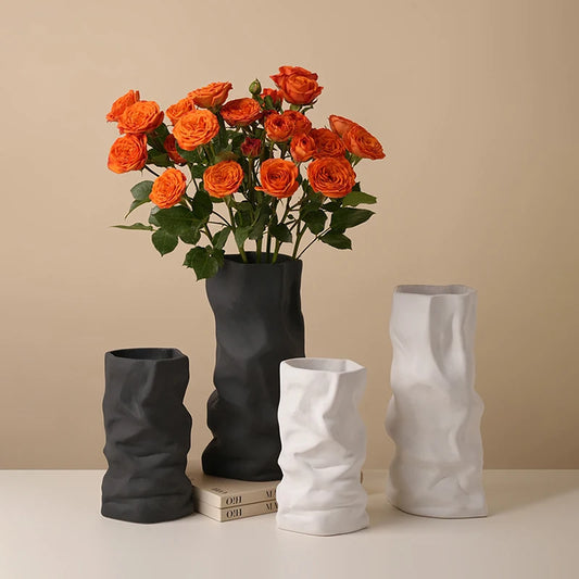 Vase Froissé Céramique - Votre Sculpture Moderne Enchantée