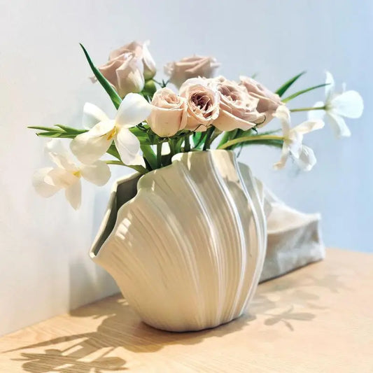Vase Coquille Résine - Design Organique Moderne