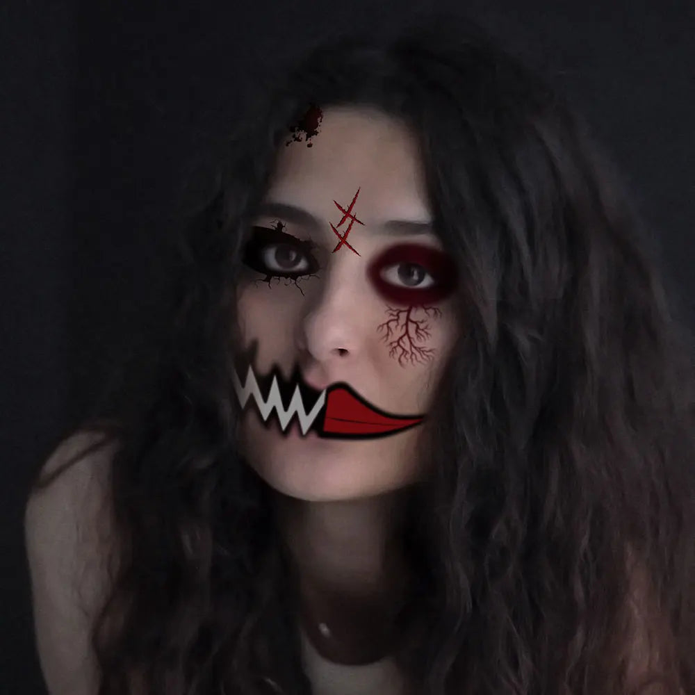 Faux Tatouages Cicatrices Halloween - Autocollants Temporaires Réalistes