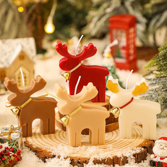 Bougie Cerf Noël Parfumée - Décoration Festive Aromathérapie