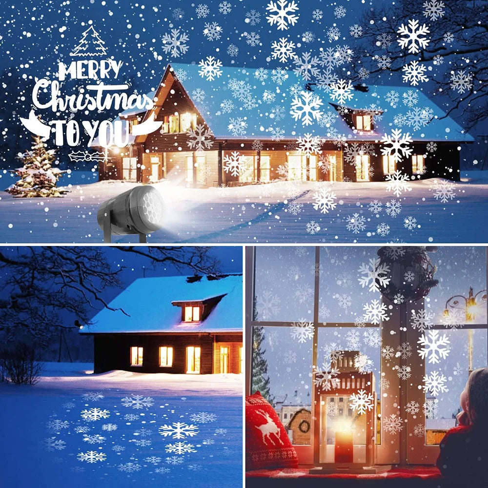 Projecteur Flocons Neige LED - Décoration Noël Extérieur