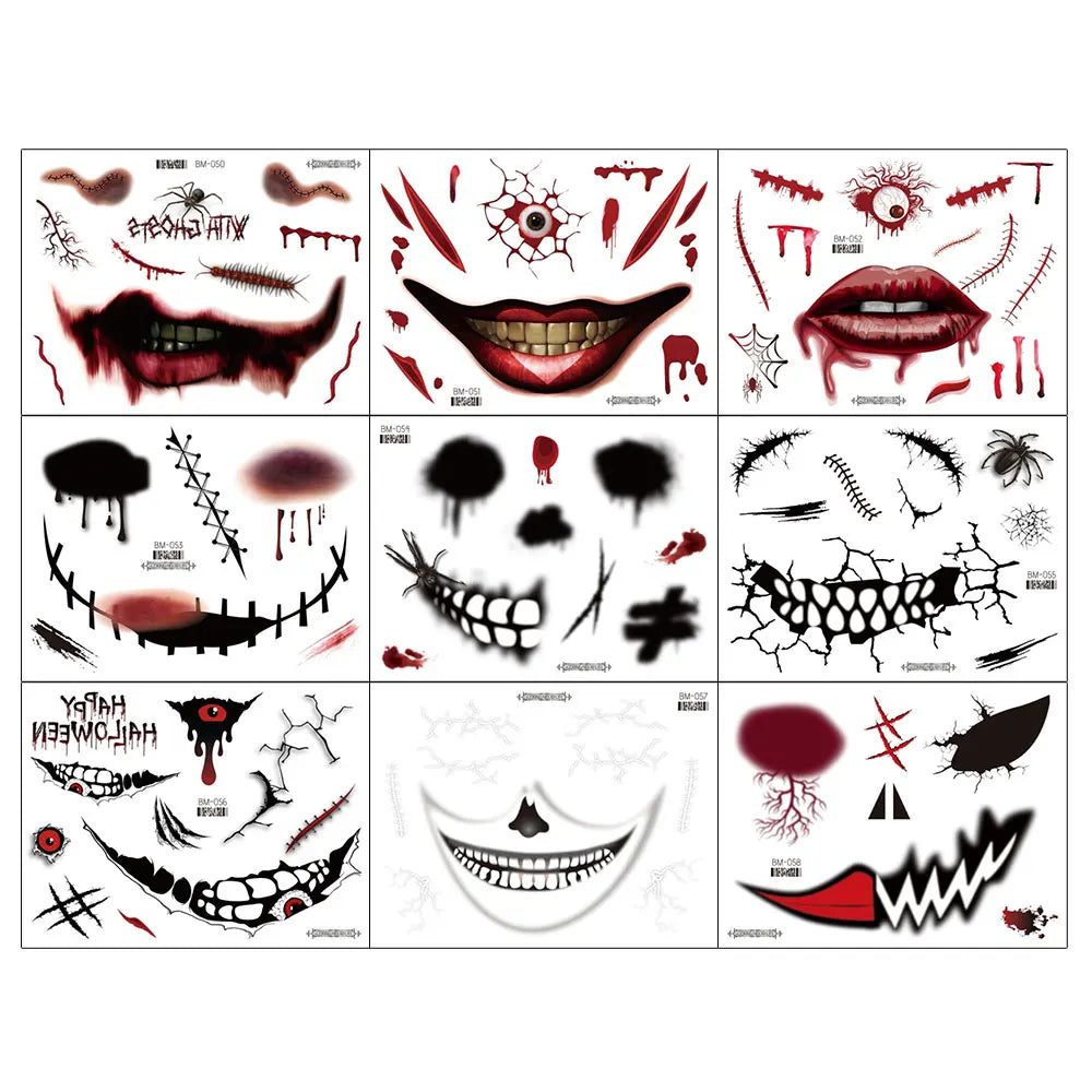 Faux Tatouages Cicatrices Halloween - Autocollants Temporaires Réalistes