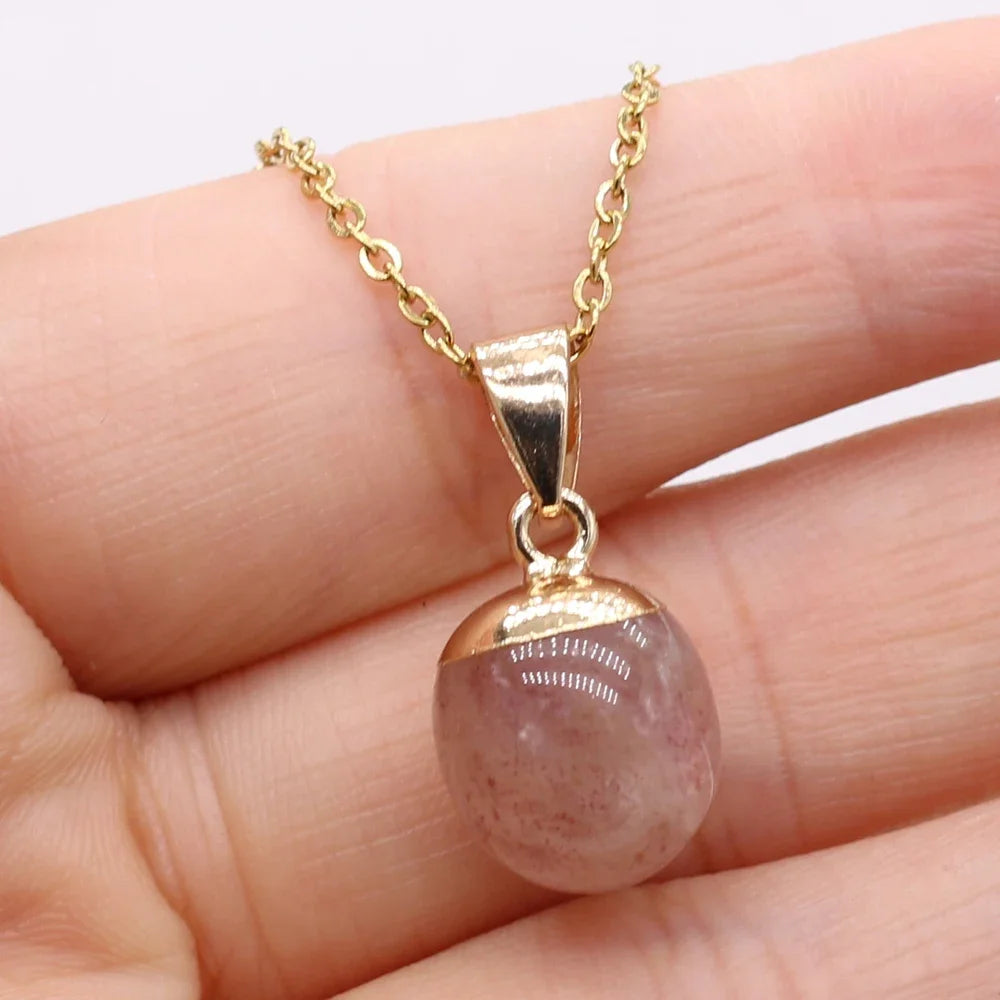 Collier Pendentif Pierre Naturelle Forme Haricot 40cm - Bijou Organique