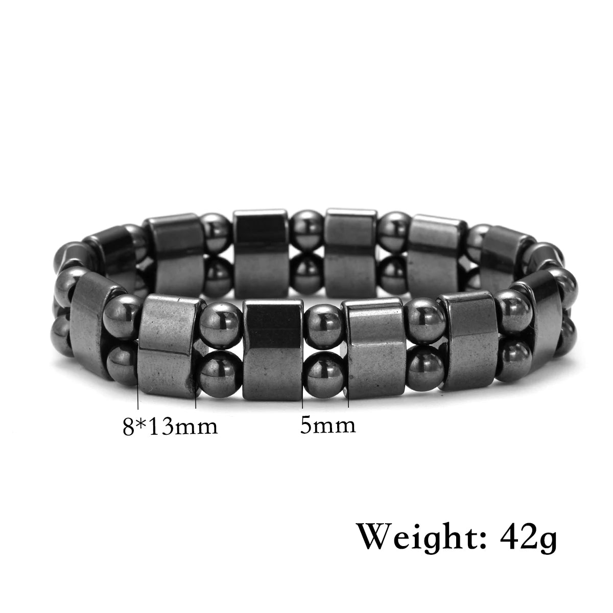 Bracelet Hématite Homme 18-19cm - Pierre Naturelle Magnétique