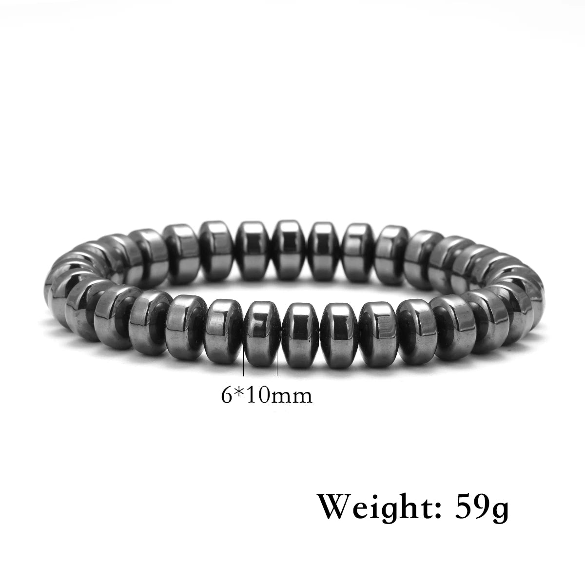 Bracelet Hématite Homme 18-19cm - Pierre Naturelle Magnétique
