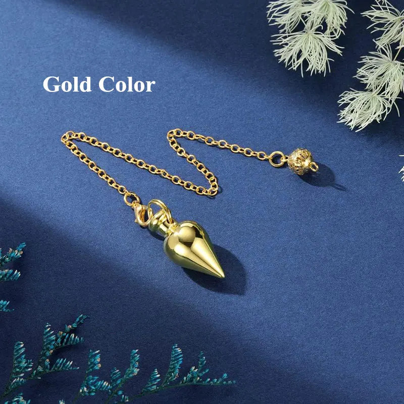 Pendule de radiesthésie en cuivre doré – Outil spirituel pour divination, Reiki et méditation énergétique