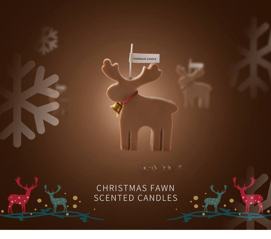 Bougie Cerf Noël Parfumée - Décoration Festive Aromathérapie