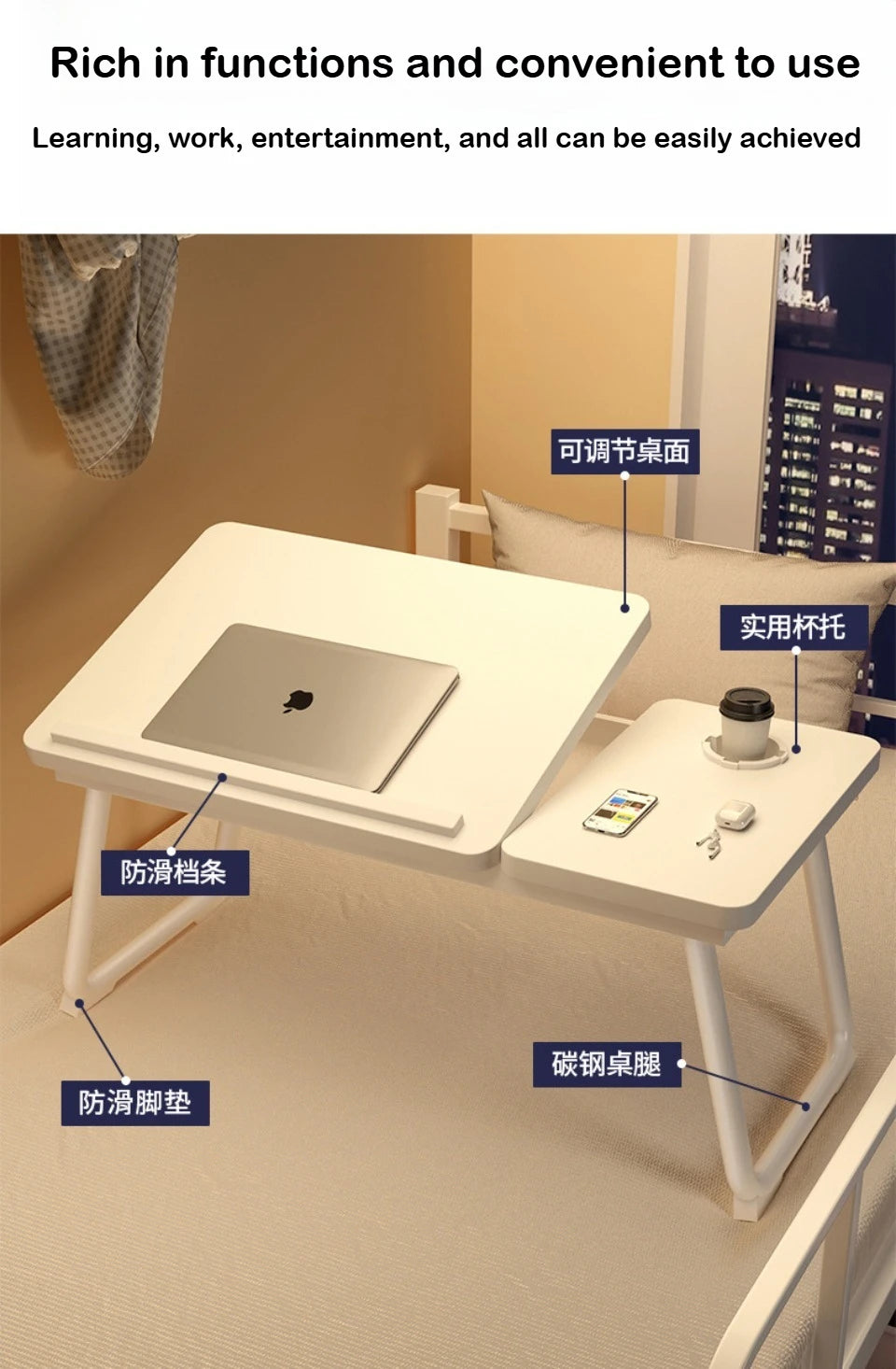 Table Élévatrice Ordinateur Pliante - Bureau Réglable Portable & Ergonomique