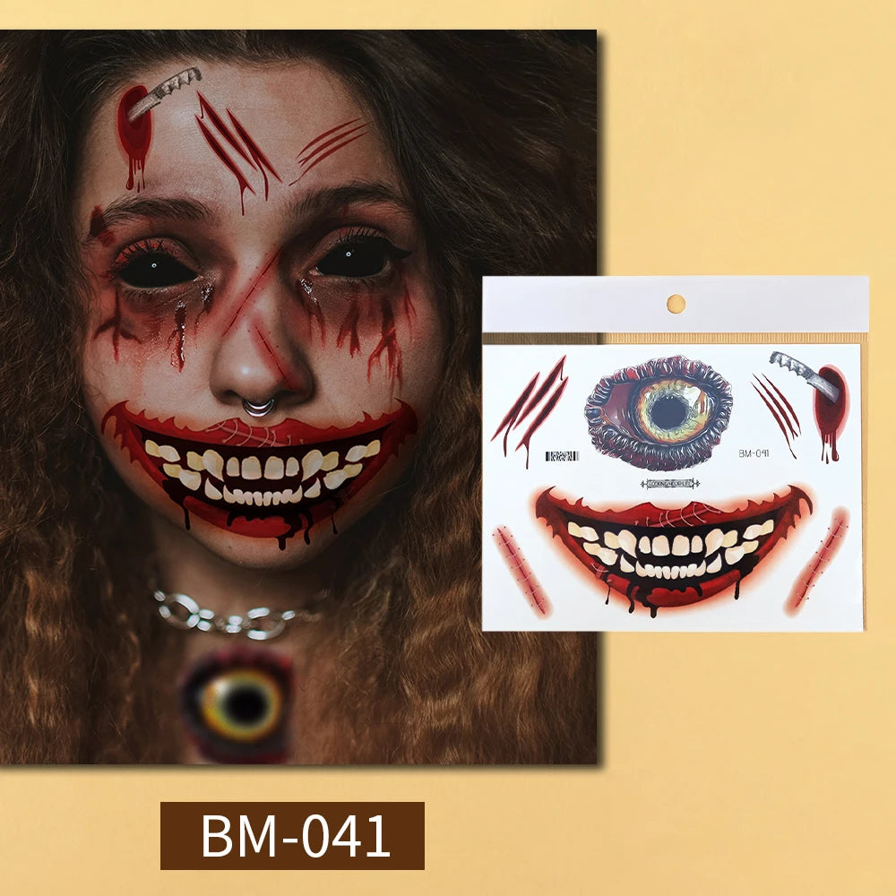 Faux Tatouages Cicatrices Halloween - Autocollants Temporaires Réalistes
