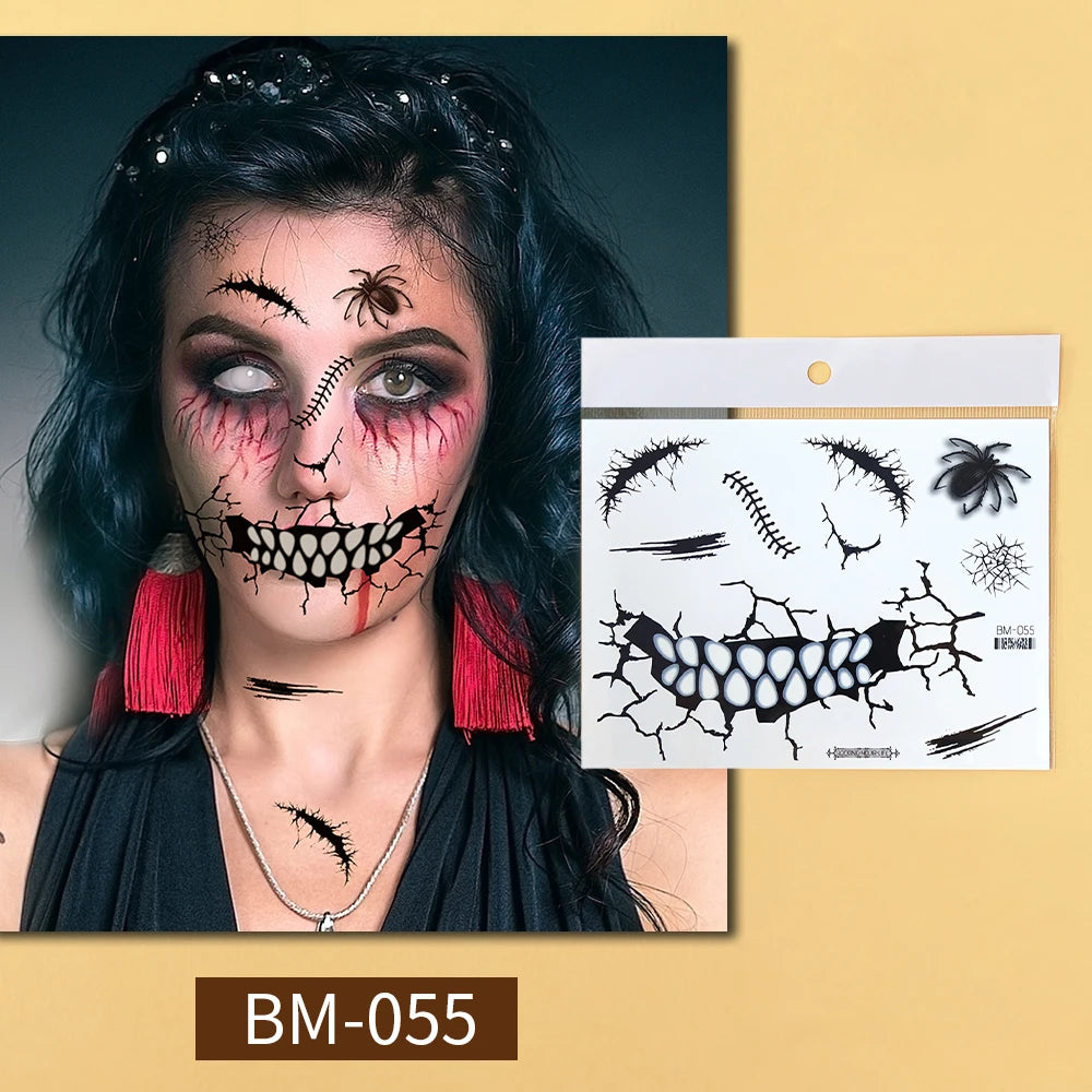 Faux Tatouages Cicatrices Halloween - Autocollants Temporaires Réalistes